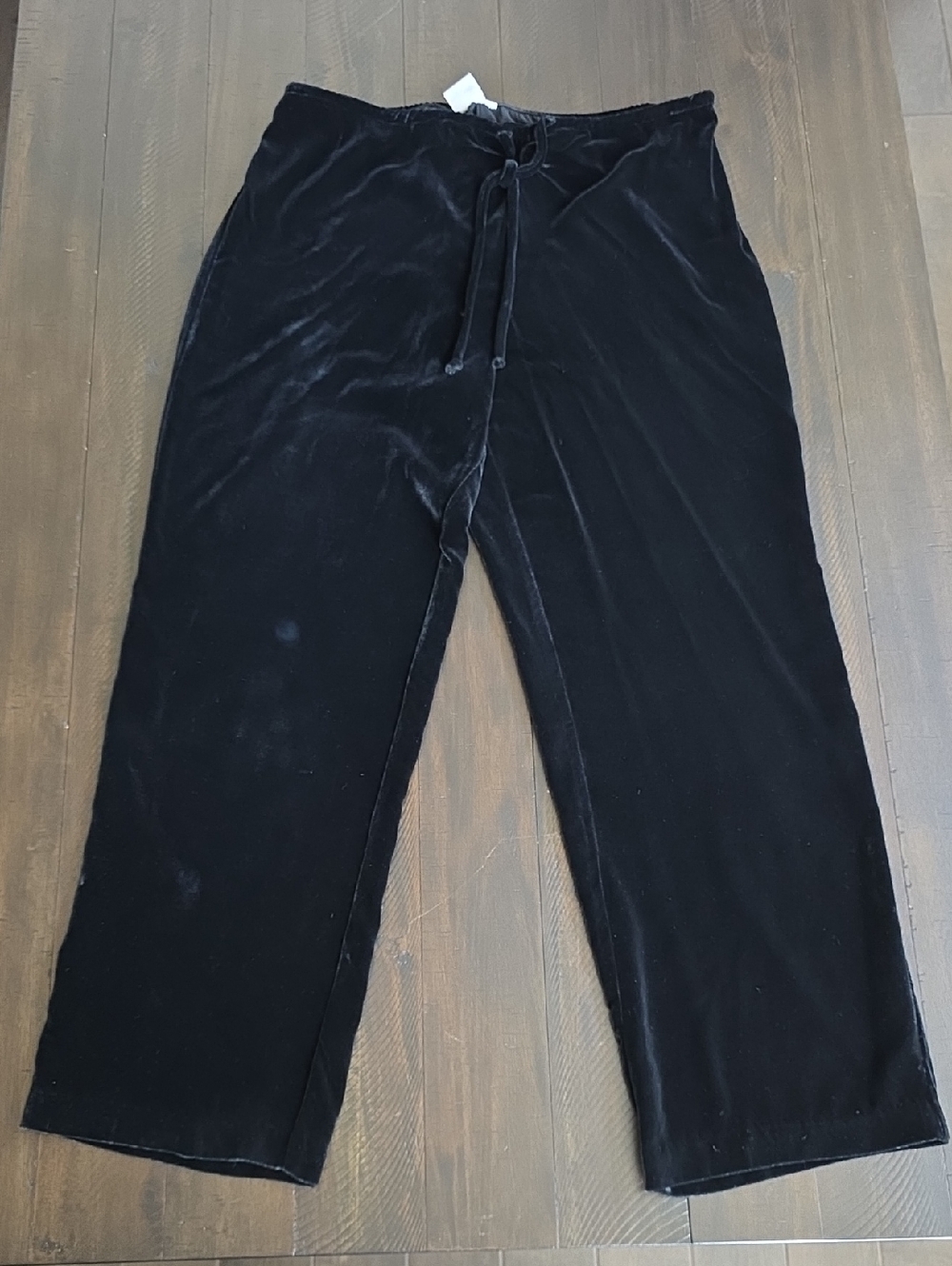 NEW Johnny Was Collection Black Velvet Drawstring Wide-Leg Pants XL